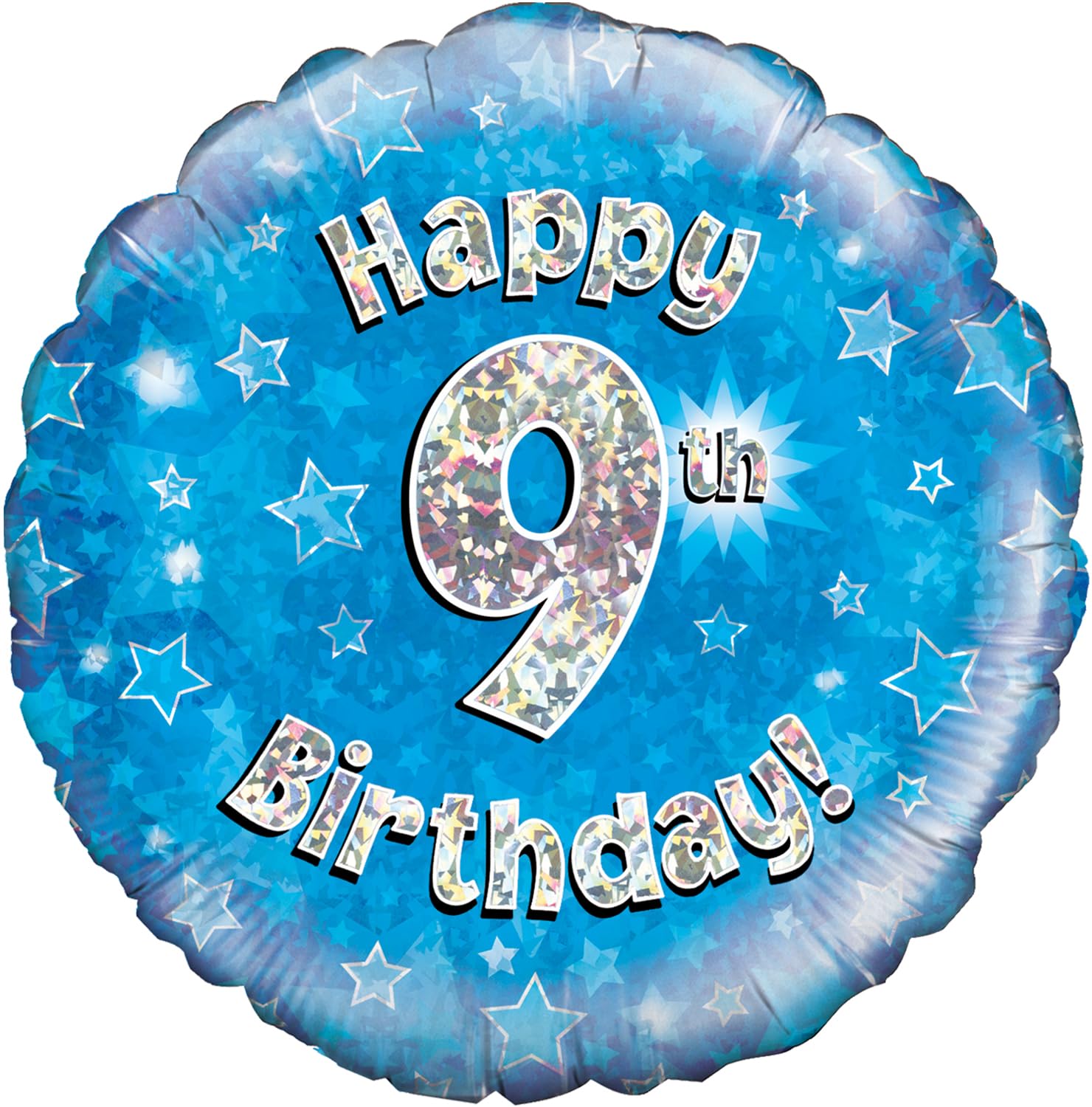 Oaktree 18" Happy 9th Birthday Blue Holographic Balloon