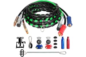 TIROL 15FT Semi Truck Air Line Kit - 3 In 1 Truck Air Hose & Power Air Line Wrap 7 Way Trailer Cord With Gladhands,Handles,Holder,Tender Spring Kit,Seals For Semi Truck Trailer Tractor