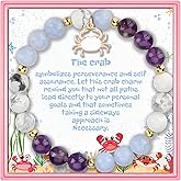 PARTNER Crab Inspirational Birthday Gifts for Women Best Friends Unique Gifts Natural Stone Beaded Bracelets for Women Agate Beaded Jewelry with Meaningful Message Card For Crab Lovers,Comes Packaged