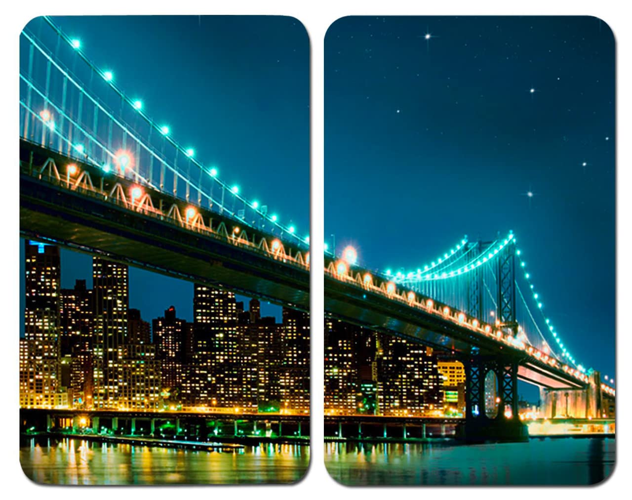 Wenko 2521320100 Universal Cover Plates Brooklyn Bridge Set of 2, Tempered Glass, 30 x 1.84.5 x 52 cm, Mehrfarbig