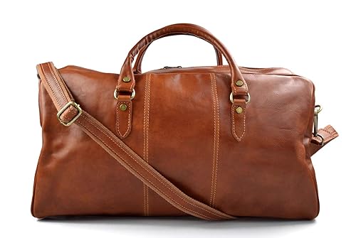 Bolsa de viaje mujer hombre con asas y correa de cuero ...