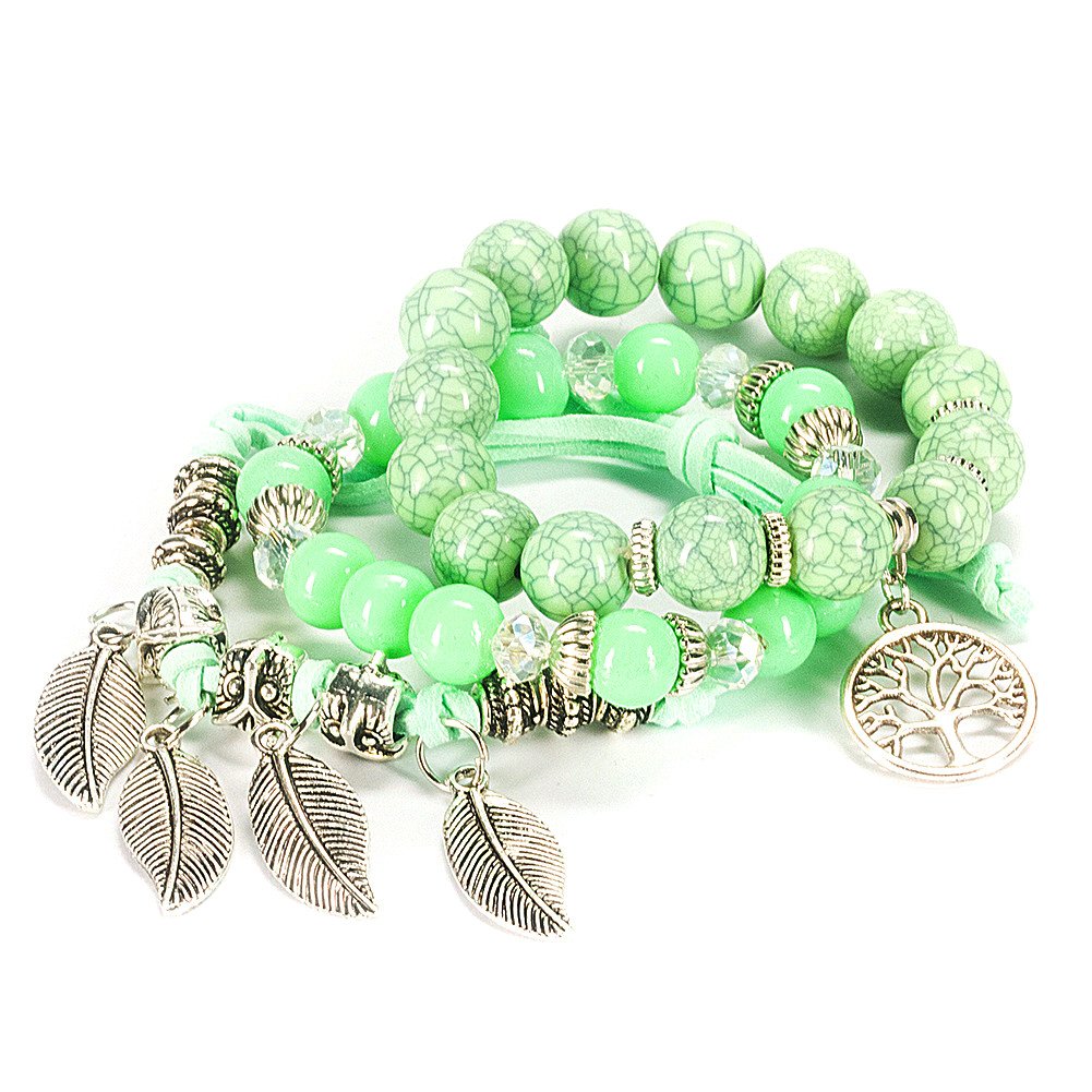 Bogo Arty Handmade Stretch Bracelet Tree of Life Gemstone Beaded Bracelet Fashion Jewelry for Women and Girls