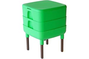 FCMP Outdoor - The Essential Living Composter, 2-Tray Worm Vermicomposter Bin (HF-LC4000v2-GRN) Green
