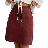 RIHOAS Women's Faux Suede Mini Skirt High Waist A-line Bodycon Pencil Short Skirts