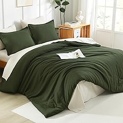 Litanika Dark Olive Green Comforter Set Full, 3