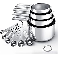 Stainless Steel Measuring Cups & Spoons 10-Piece Set, Cups and Spoons,Kitchen Gadgets for Cooking & Baking (4+6)