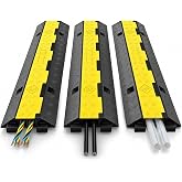 Happybuy 3 Pack of 2 Channel 11000lbs per Axle Capacity Protective Wire Cord Ramp Driveway Rubber Traffic Speed Bumps Cable Protector