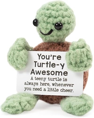 Bafiwu Funny Gifts Positive Crochet Turtle Handmade Decor