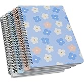 Yansanido 4 Pcs A5 Spiral Notebook, Thick Daisy Design Hardcover 8mm Ruled 4 Color 80 Sheets (160 Pages) Journals for Study and Notes (4)