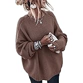 Womens Oversized Sweaters Loose Solid Casual Long Sleeve Mock Neck Knitted Jumper Tops