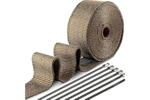 Exhaust Heat Wrap, Tooomplus 2'' x 50' Fiberglass Heat Shield Tape, Heat Wrap for Exhaust Pipes with 15pcs Stainless Steel Ties for Motorcycle Car Truck