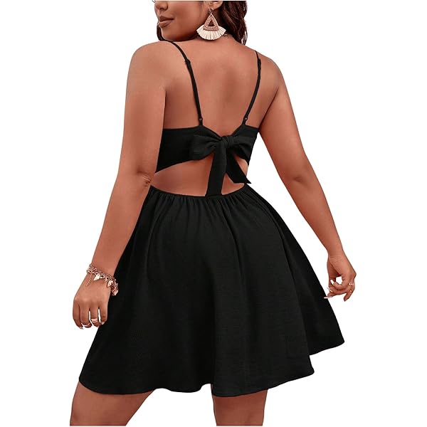 Amazon.com: WDIRARA Women's Plus Size Spaghetti Strap Pu Leather Flared Hem  A Line Cami Dress Black 1XL : Clothing, Shoes & Jewelry