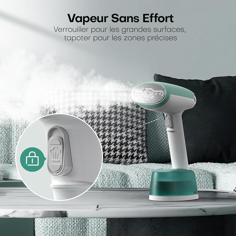 Defroisseur Vetement 1500W, 365ml Réservoir Élimine Pliures Portable
