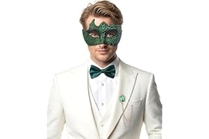 Zinniday 3 Pcs Masquerade Mask for Men, Opera Venetian Mask Set with Bowtie, Opera Half Face Masks Kit for Halloween