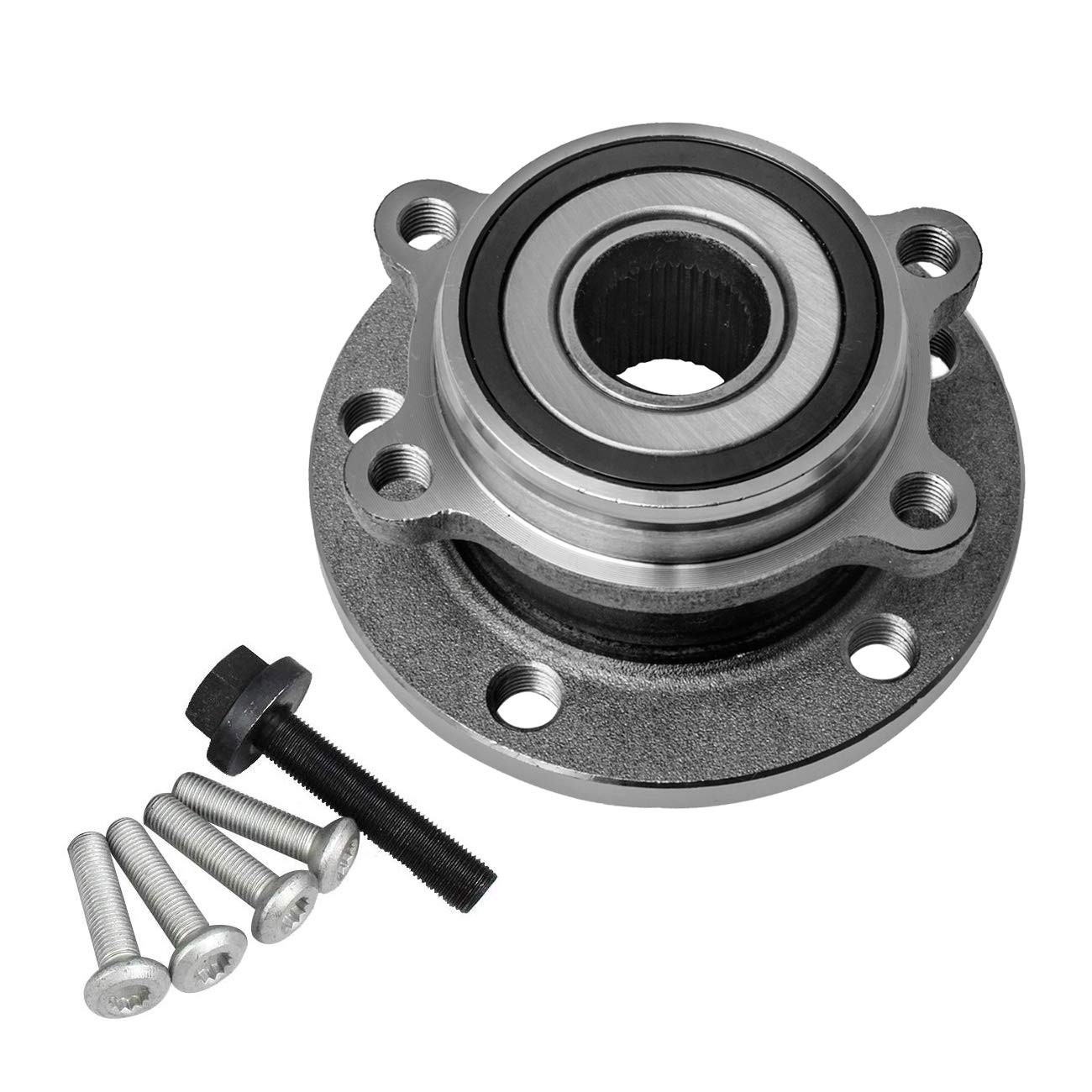 Photo 1 of TUCAREST 513253 Front Wheel Bearing and Hub Assembly Compatible with Au-di 09-13 A3, 15-17 Q3, 08-15 TT Quattro/Vw 12-18 Bee-tle, 07-16 Eos, 09-17 CC Tiguan, 06-17 Passat Je-TTA [5 Lug W/ABS]