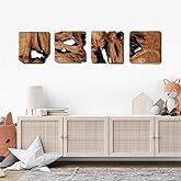 WELLAND 4 Pieces of Handmade Wall Sculptures, Rustic Abstract Wall Décor for Living Room, Bedroom, Bathroom, Dining Room, Hom