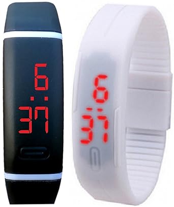 Pappi Boss Digital Black LED & White LED Multicolour Watch for Kids - LED BAND