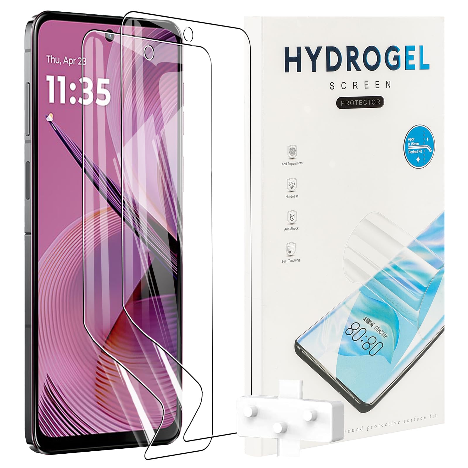 KUSINHOKA 2 PACK Screen Protector for Motorola Moto G55，Not Glass Scratchproof,Bubble Free,Easy Installation,HD Fingerprint Unlock Full Coverage Flexible TPU Screen Protector Film,Transparent