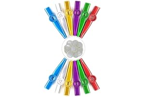 12 Pcs Metal Kazoos with 12 Pcs Flute Diaphragms - Musical Instruments, Companion for Ukulele, Violin, Guitar, Piano Keyboard