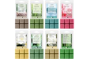 Salubrito Spring Scented Wax Melts, Strong Scented Soy Wax Cubes - Rain, Fresh Cut Grass, Ocean Breeze, Sweet Pea, Rose Geranium, Gardenias, Freesia, Bamboo, Variety Gift Set, 8x2.5oz