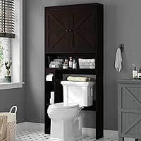 Furnideco 32.3''W Over The Toilet Storage Cabinet with Barn Doors, Over Toilet Shelf Farmhouse Storage Cabinet Space Saver wi
