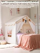 besrey 2-in-1 Kids Play House Tent with Lights Beige 130x90x130cm view 3