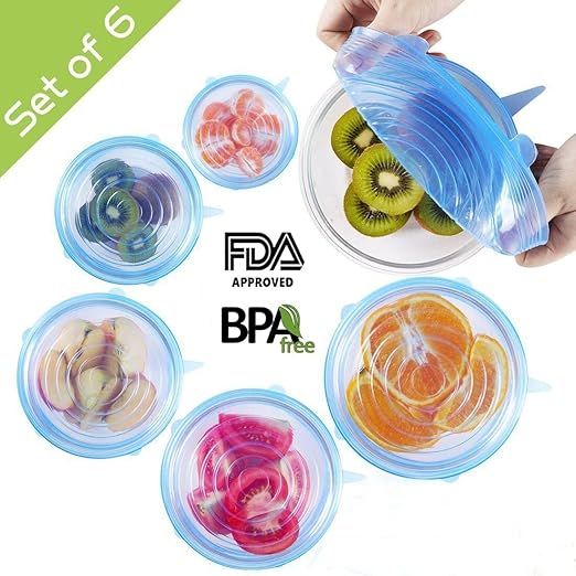 6pcs silicona Stretch tapas, Multi Tamaño estirable fundas para ...