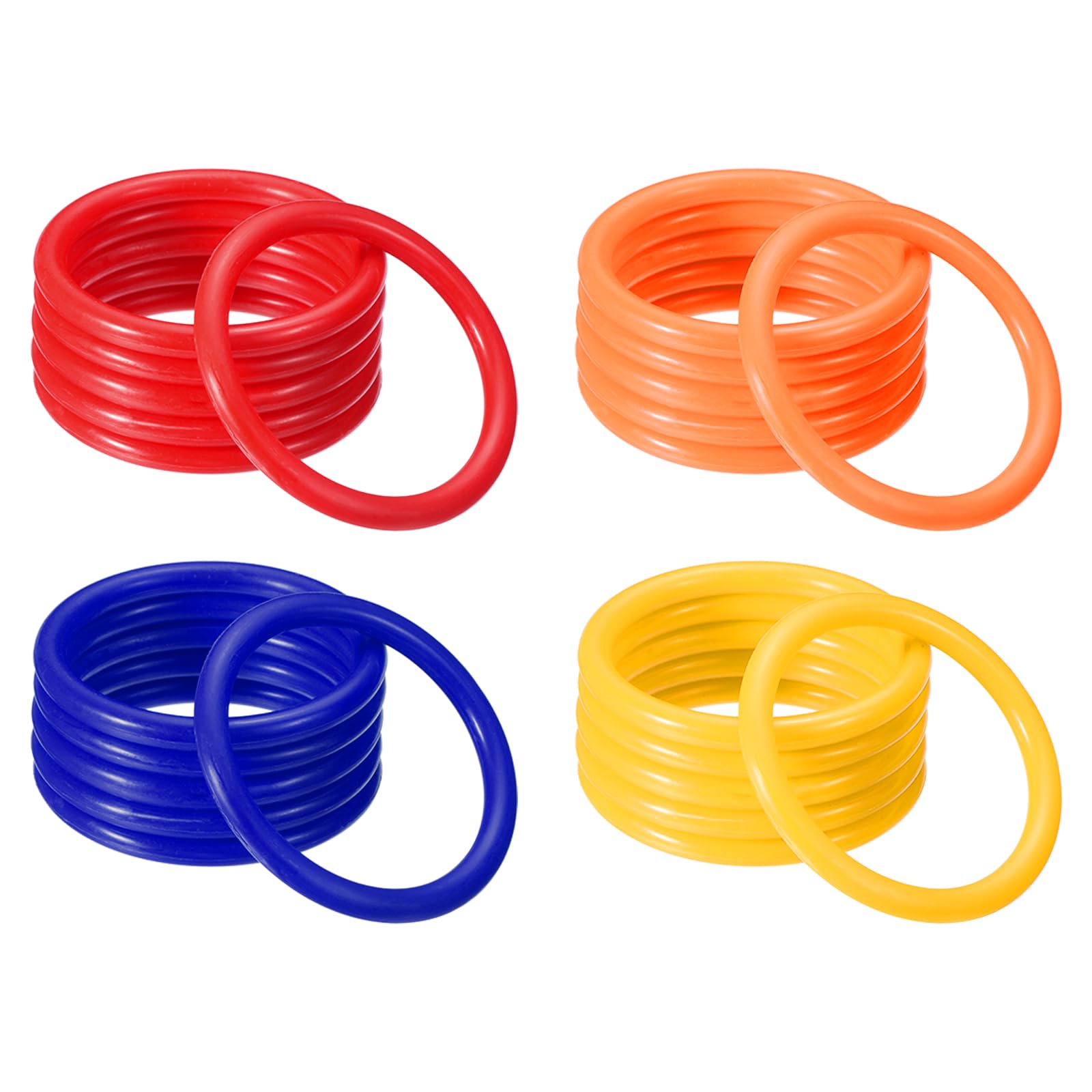 M METERXITY 24 Pack Carnival Toss Rings - Plastic Round Throw Hoops, Apply to Parties/Interactive (2.36-Inch, Blue, Orange, Red, Yellow)