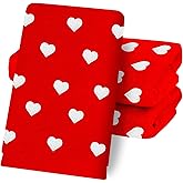 FYSUIMU 3 Pcs Valentine's Day Hand Towels Bath Towels Red Heart Embroidered Cotton Dish Towel for Holiday Bathroom Kitchen Hand Drying Cleaning, 29.5 x 13.7 Inch
