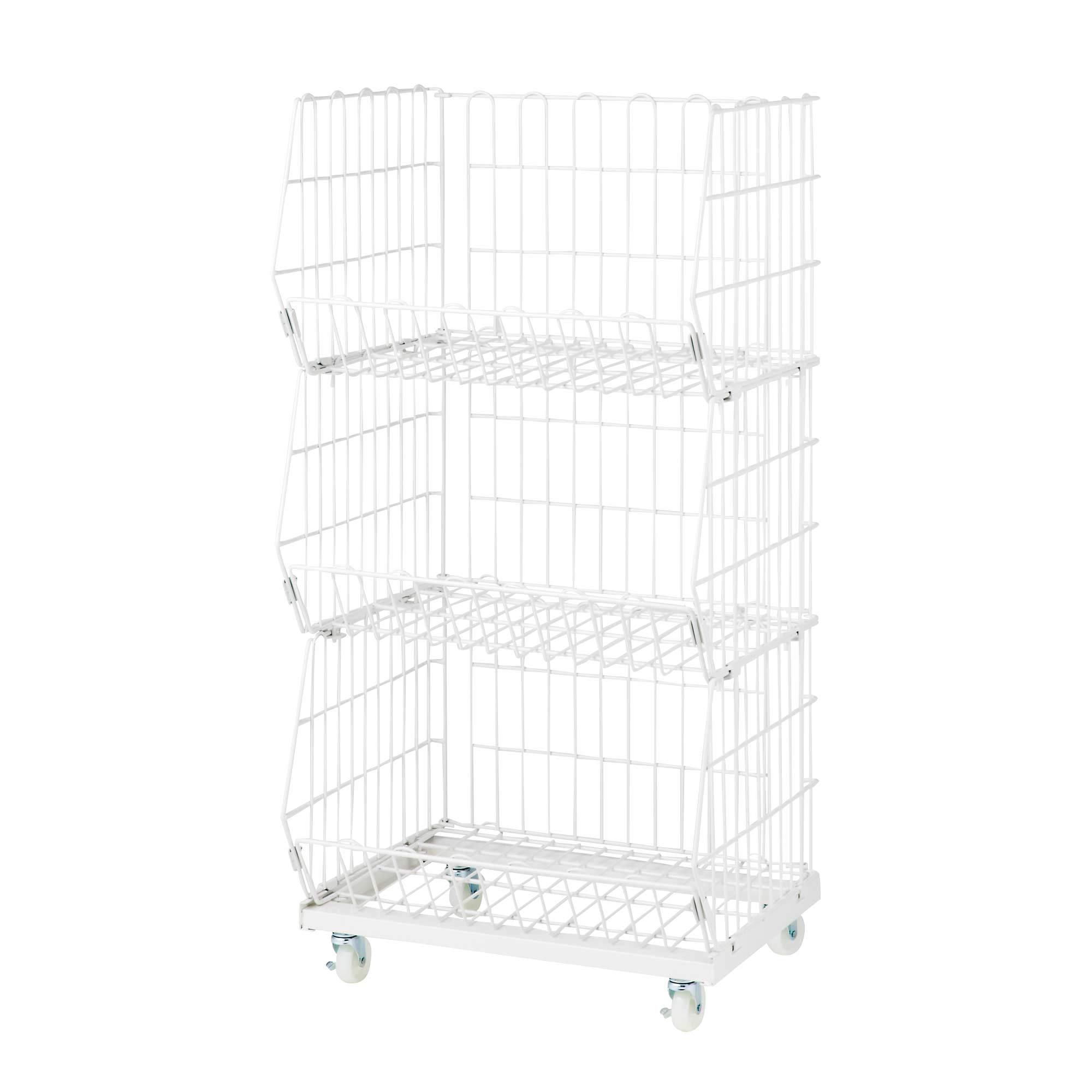 Heavy Duty Portable Wire Mesh Basket Rack Wide White 3 Tier Buy Online in United Arab
