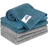 MR.SIGA Microfiber Cleaning Cloths, All Purpose Cleaning Towels, Pack of 6 | Ultra absorbent and soft microfiber cloths for kitchen, car and household surfaces, Teal &amp; Gray, 35 x 40 cm(13.8 x 15.7 inch)