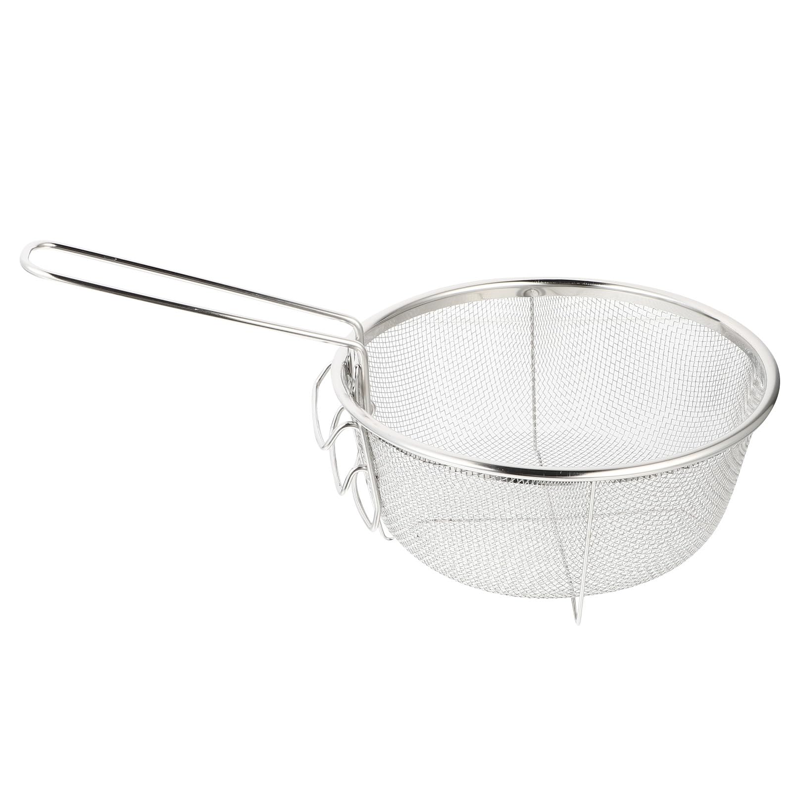 DOITOOL Stainless Steel Frying Basket with Folding Handle 12.8 Inch Deep Chip Basket Strainer for Kitchen Cooking Suitable for Frying Chicken Vegetables Pasta