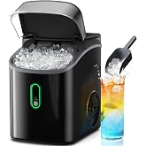 Silonn Nugget Ice Makers Countertop with Soft Chewable Ice, Portable Ice Machine with Crushed Ice, One-Click Operation Pebble Ice Maker with Self-Cleaning, 33lbs/24H for Home,Kitchen,Office