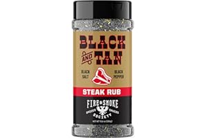 Fire & Smoke Society Black & Tan Steak Seasoning | BBQ Rubs, Steak Rub for Smoking and Grilling Meat | Steaks, Brisket, Burgers Dry BBQ Rubs and Spices | XL 13.6 oz
