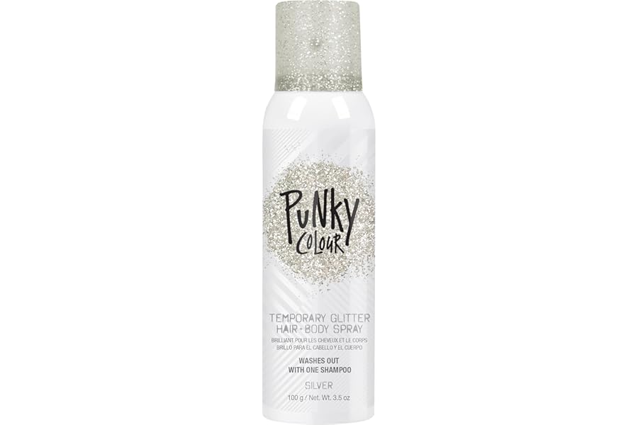 Punky Temporary Hair and Body Glitter Spray Silver – Glitters Hairspray, Adds Sparkly Shimmery Glow, Hair Glitter for Kids, Women, Men 3.5 oz