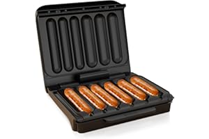 KEINVE Hot Dogs Machine, Electric Grill with Oil Drip Tray, and Cord Storage, Ideal for Veggie Sausages, BBQ or Sausage, Nonstick Plate for Easy Clean