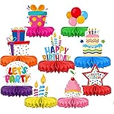 Happy Birthday Decorations Set - Colorful Themed Honeycomb Centerpiece, Table Decoration for Kids' Birthday Party Supplies