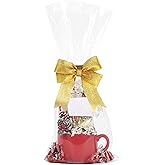 Cellophane Bags 10x20 Inches, 20 Pcs Cellophane Gift Bags for Small Baskets, Mugs