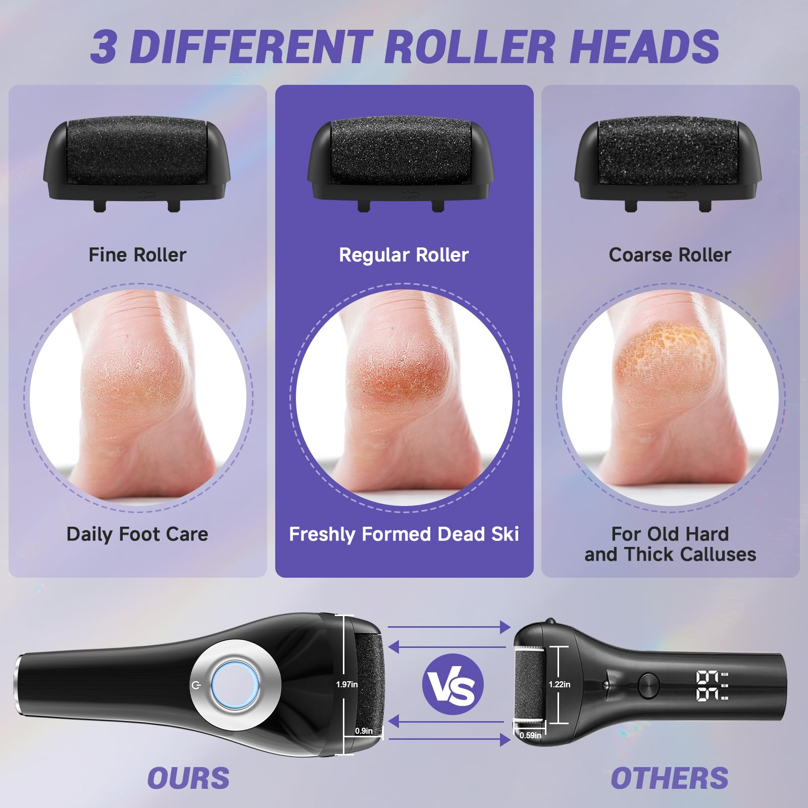 Upgraded Rechargeable Foot Callus Remover, Professional Electric Foot File, 10 in 1 Pedicure Tools Foot Care Kit Pedi Feet Care for Dead, Hard Cracked Dry Skin Ideal Gift (Black) - Image 8