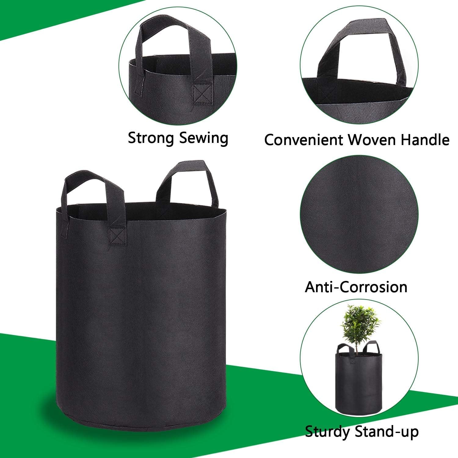 PEYOU Bolsa de Cultivo de Plantas 45L(5 Piezas), Saco para Plantas ...