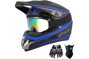 TTMiku Motocross Helmet, Youth Adult ATV Quad 4-Wheeler Street Dirt Bike BMX Karting Offroad Motorcycle Casque Goggles Gloves