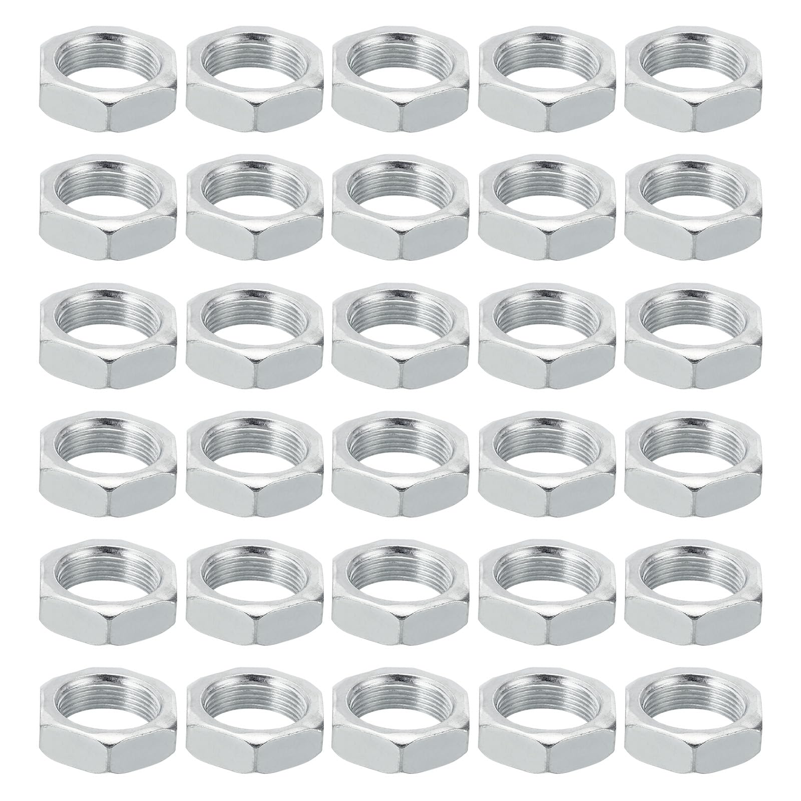 PATIKIL M18x1.0 Steel Hex Nuts, 30 Pack Metric Thread Zinc Plated Finished Hardware Nuts Screw Bolt Fasteners for Lamps Machinery Repair 8mm Height