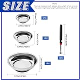 GLARKS 4Pc Magnetic Tool Trays w/ Pickup Stick Set 3" 4" 6" Round Bowls 10lb view 2