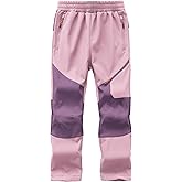 Buyboxs Kids Winter Pants Fleece Lined Waterproof Boys Ski Pants Thermal Outdoor Softshell with Zipper Pockets