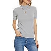 Cizayoi Short Sleeve Mock Turtleneck Knit Tops Capsule Wardrobe for Women 2026