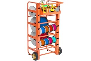 ikare Wire Spool Rack, Cable Caddy Heavy Duty Multi-Spool Wire Rack Dispenser with Wheel, Electrical Wire Spool Holder with Storage Tray for Wiring Storage and Electrical Industrial, 300 lbs Capacity