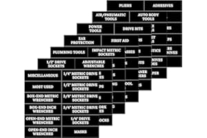 BLIRIK Magnetic Toolbox Organization Labels, 84 Magnetic Tool Chest Stickers, Tool Accessories for Tool Box Drawers, Fits All Brands of Steel Tool Chest Organizer-4 x 1 Inches