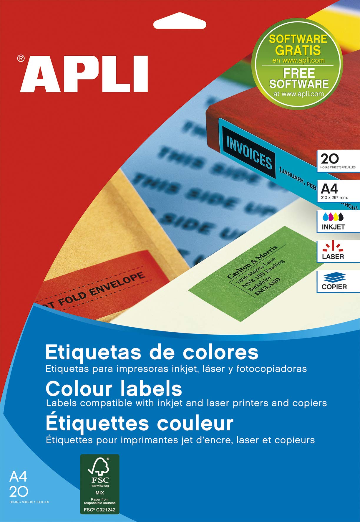 Apli 280 Labels Permanent Green 99.1 x 38.1 mm 014598