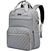 Lunch Backpack for Women, 15.6 inch Laptop Backpack with USB Port, Water Resistant Insulated Cooler Lunch Bag , Travel Work Laptop Bags with Lunch Box for College Work Pincic Camping Beaches, Grey
