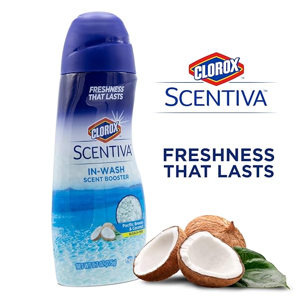 CLOROX SCENTIVA SCENT BOOSTER BEADS LAUNDRY FRESHENER, PACIFIC BREEZE & COCONUT – IN-WASH FRAGRANCE BOOSTER FOR CLOTHES, ODOR ELIMINATOR, LONG-LASTING FRESH SCENT BEADS – 9.7 OUNCE